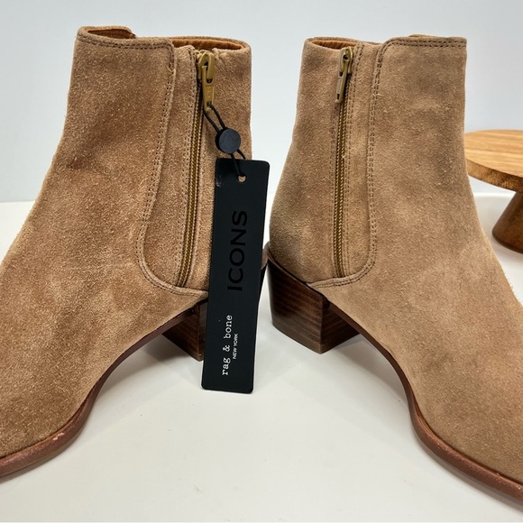 RAG & BONE ICONS Tan suede heeled ankle booties size 8.5 - Picture 4 of 10